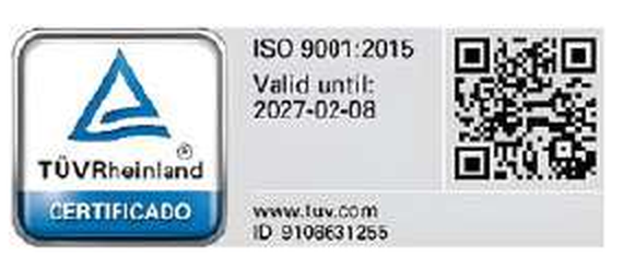 QR Code TÜV Rheinland ISO 9001:2015 válido até 08/02/2027